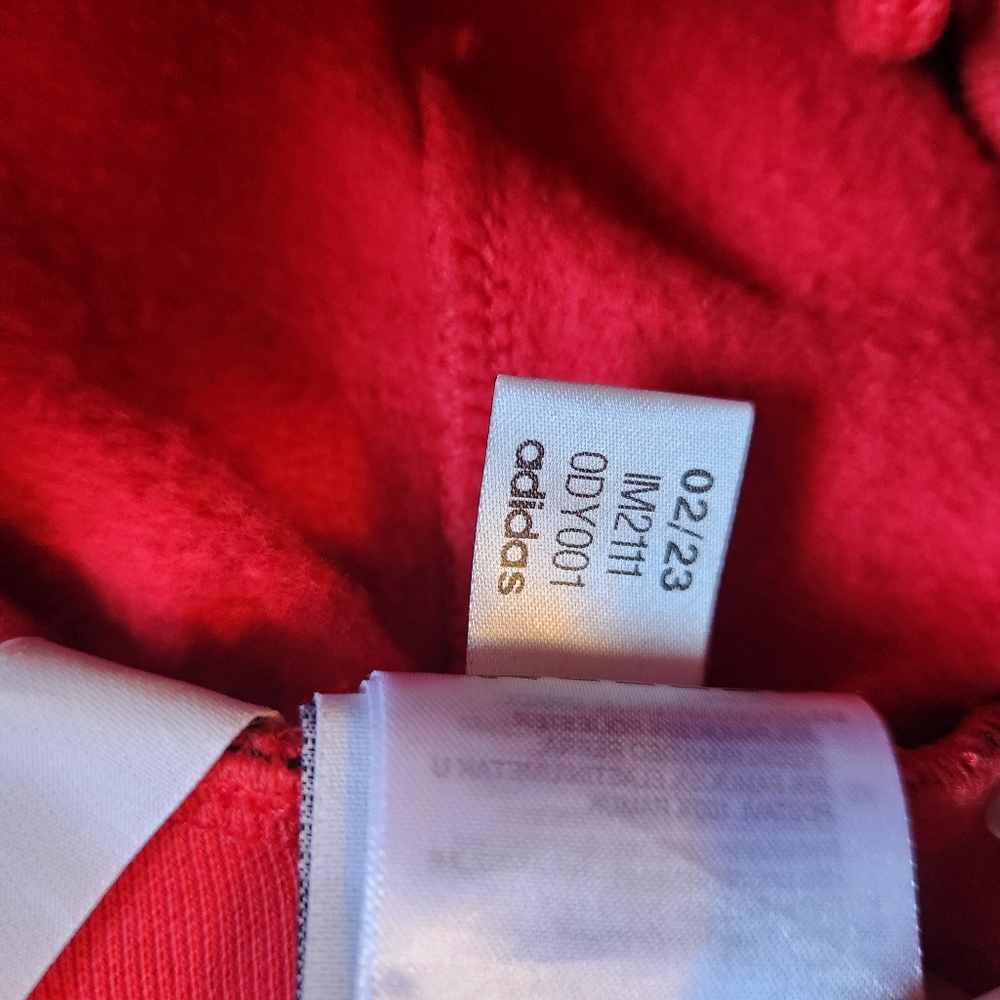 Adidas Originals 3-Stripes Joggers Red White XS Fleece Track Pants - Picture 9 of 9